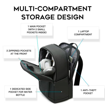 New Casual Multi-Pockets Big Capacity Daily 15.6Inch Laptop Light Waterproof for Business Trip Roomy Men Backpack with YKK