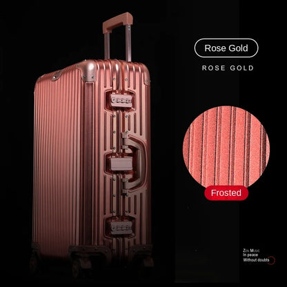 100% Aluminum Magnesium Alloy Suitcase TSA Lock Metal Boardable Luggage Trolley Case Classic Glossy and Frosted Travel Suitcase