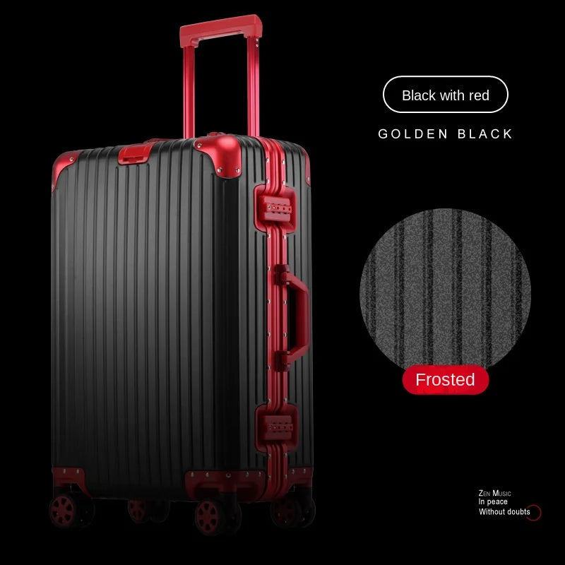 100% Aluminum Magnesium Alloy Suitcase TSA Lock Metal Boardable Luggage Trolley Case Classic Glossy and Frosted Travel Suitcase