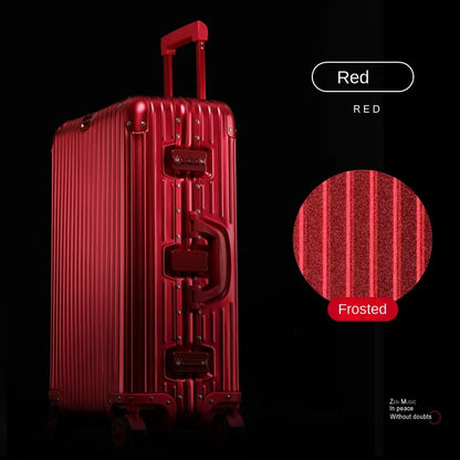 100% Aluminum Magnesium Alloy Suitcase TSA Lock Metal Boardable Luggage Trolley Case Classic Glossy and Frosted Travel Suitcase