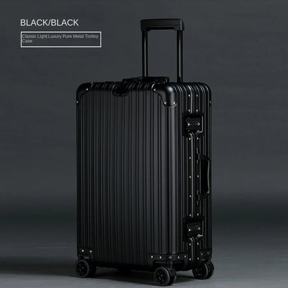 100% Aluminum Magnesium Alloy Suitcase TSA Lock Metal Boardable Luggage Trolley Case Classic Glossy and Frosted Travel Suitcase