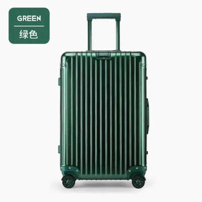 100% Aluminum Magnesium Alloy Suitcase TSA Lock Metal Boardable Luggage Trolley Case Classic Glossy and Frosted Travel Suitcase