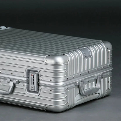 100% Aluminum Magnesium Alloy Suitcase TSA Lock Metal Boardable Luggage Trolley Case Classic Glossy and Frosted Travel Suitcase