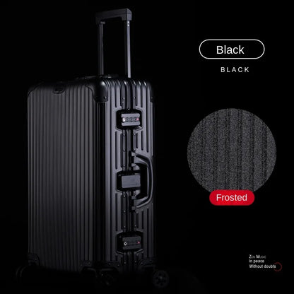 100% Aluminum Magnesium Alloy Suitcase TSA Lock Metal Boardable Luggage Trolley Case Classic Glossy and Frosted Travel Suitcase