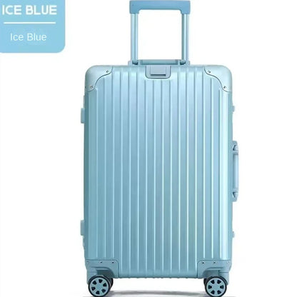 100% Aluminum Magnesium Alloy Suitcase TSA Lock Metal Boardable Luggage Trolley Case Classic Glossy and Frosted Travel Suitcase