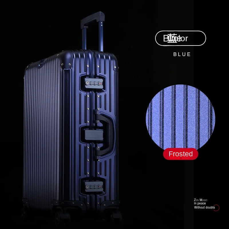 100% Aluminum Magnesium Alloy Suitcase TSA Lock Metal Boardable Luggage Trolley Case Classic Glossy and Frosted Travel Suitcase
